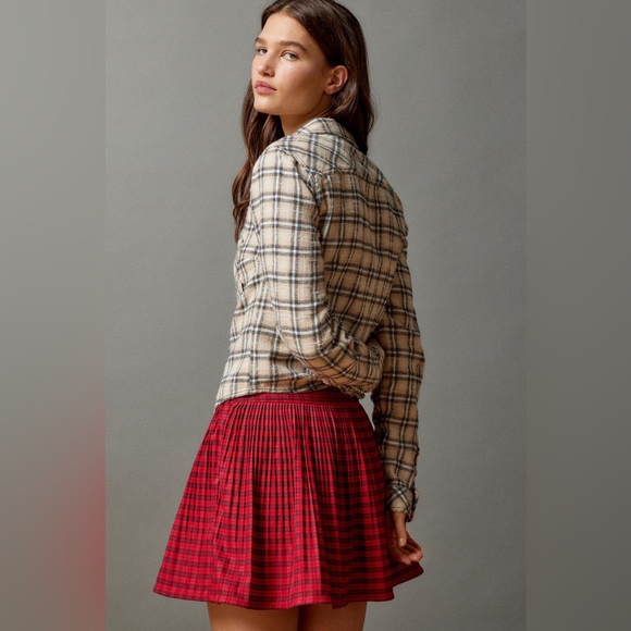 BDG Urban Outfitters NWOT Dakota Cropped Flannel Button-Down Shirt - Picture 2 of 6
